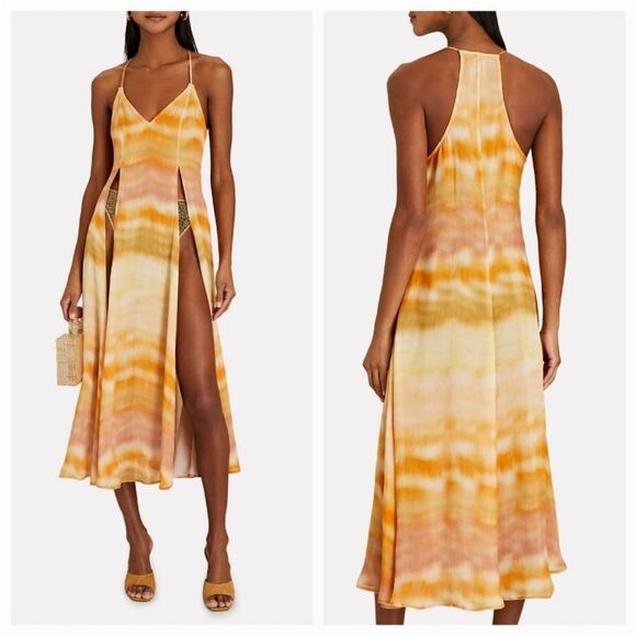 Cult Gaia NWT Domino Tie-Dye Split Front Cover Up in Dusty Dye Medium - Picture 1 of 8